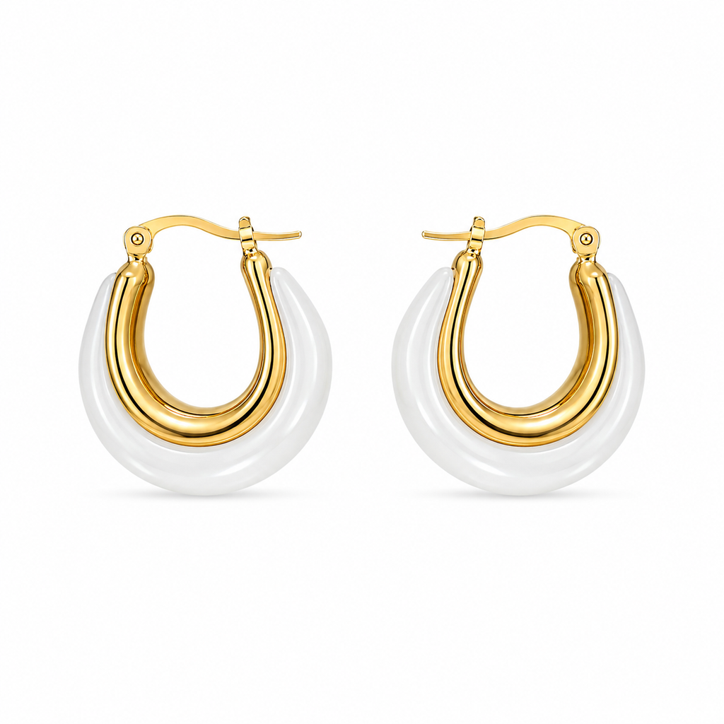 Pearl Glaze Hoop Earrings