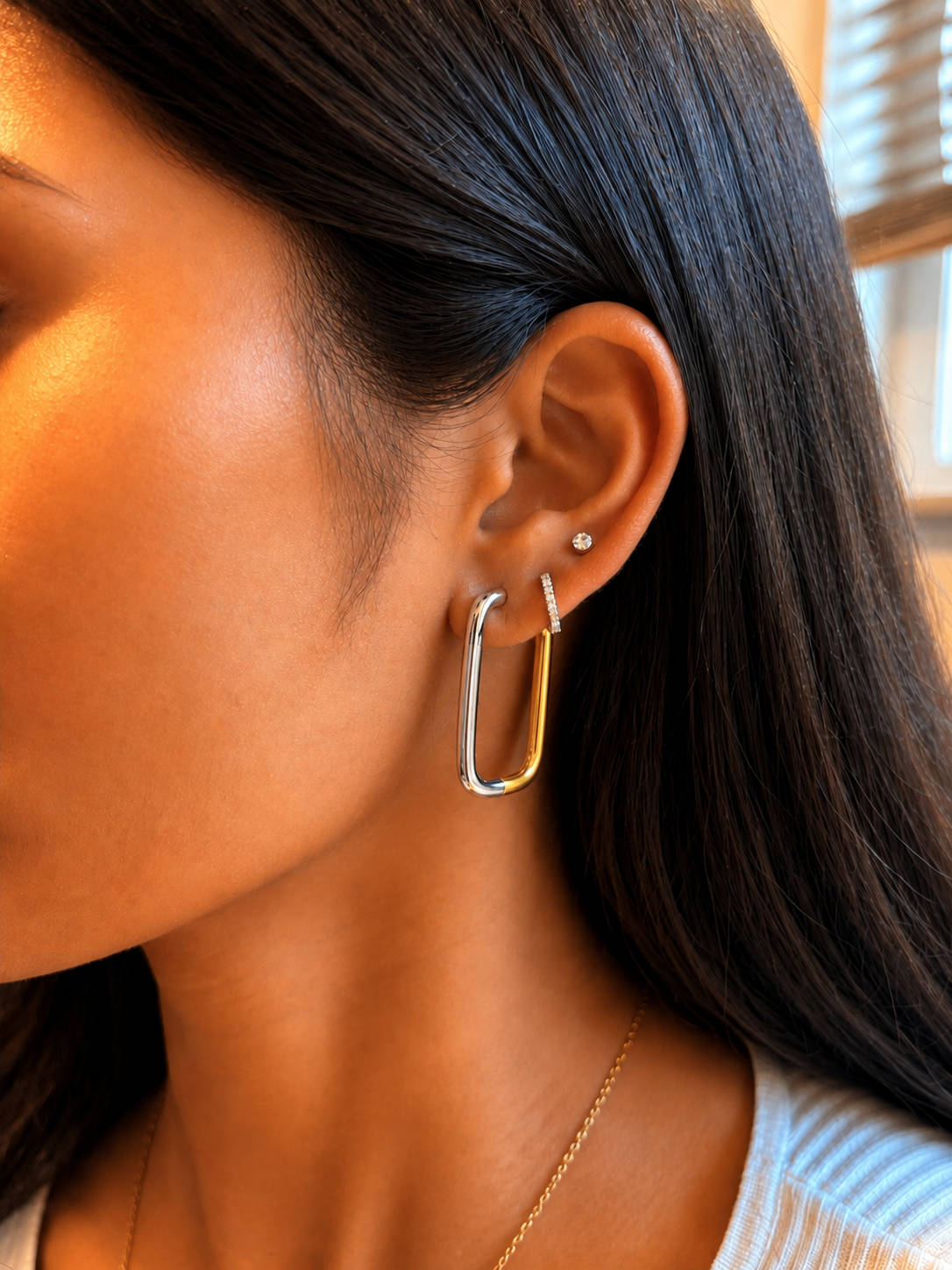 Dual Tone Oval Hoops