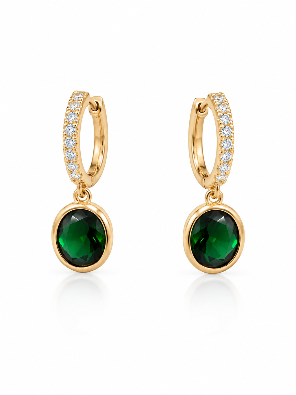 Emerald Glow Drop Hoops