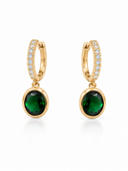 Emerald Glow Drop Hoops