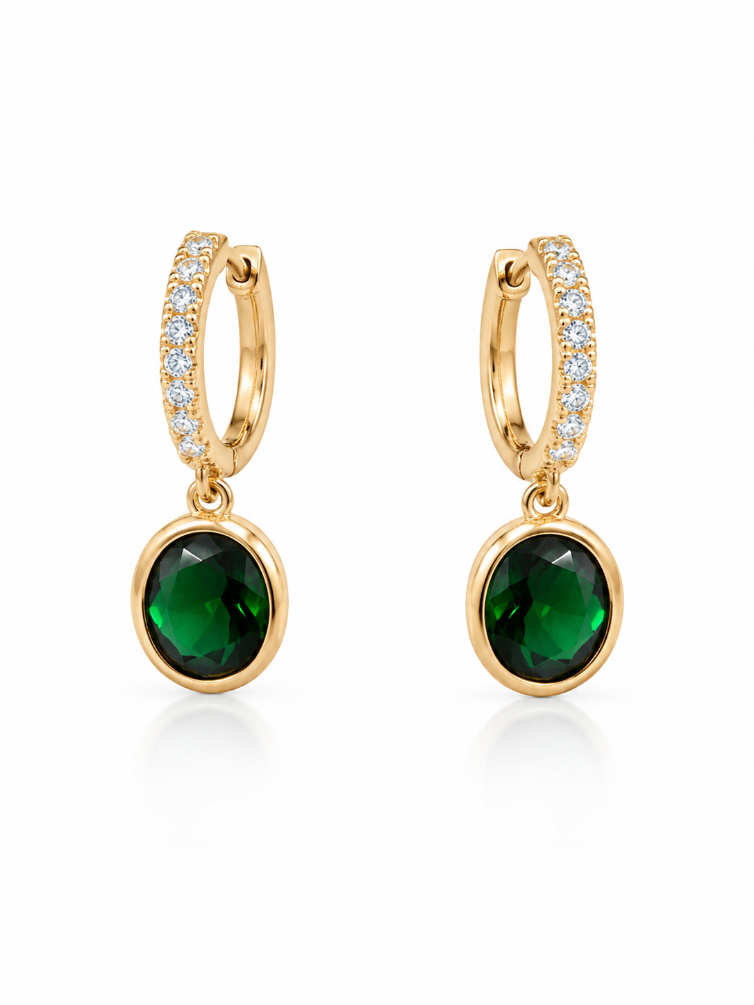 Emerald Glow Drop Hoops