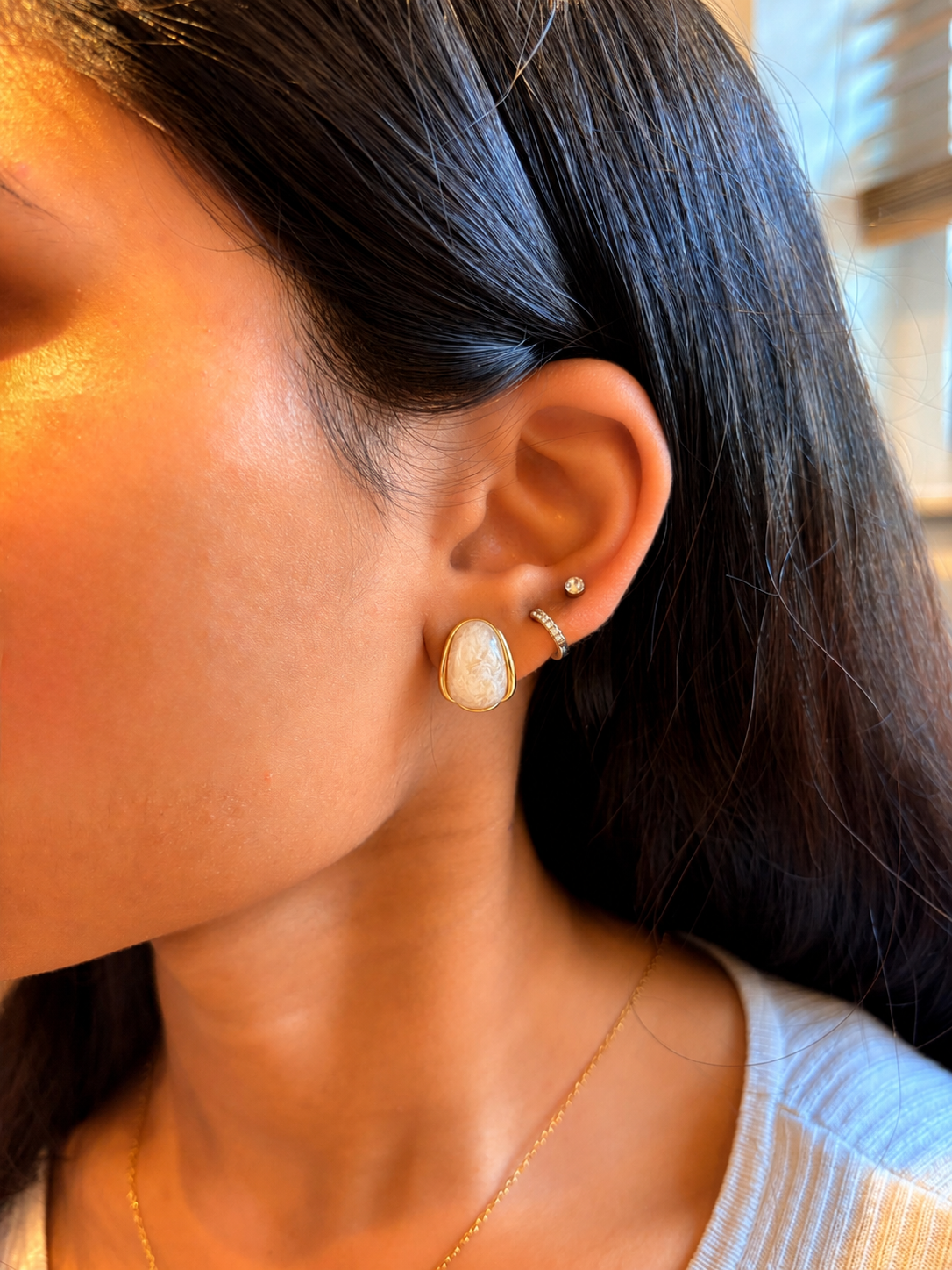 Ivory Marble Dome Studs