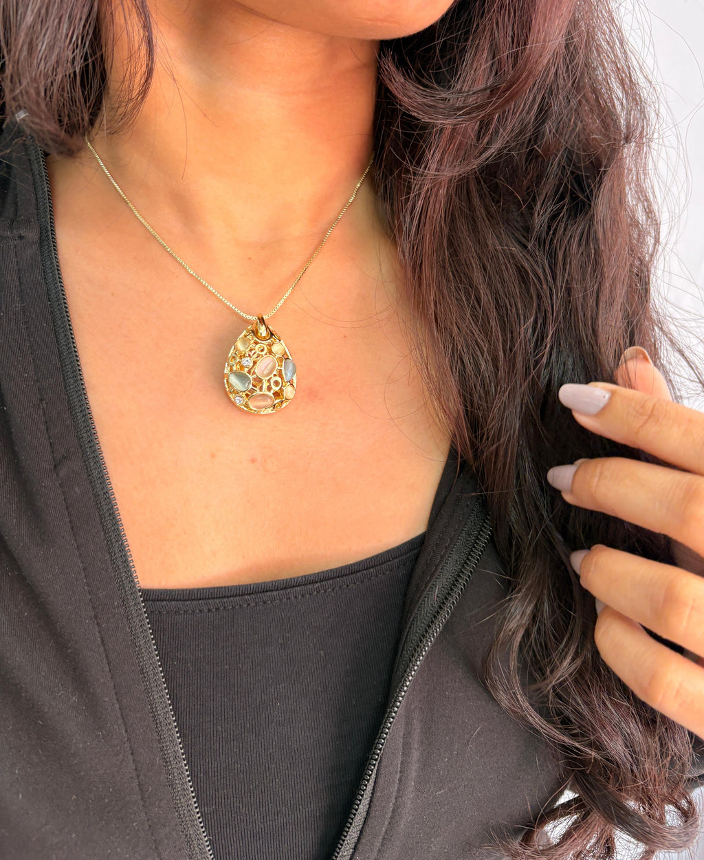 Pastel Mosaic Teardrop Necklace