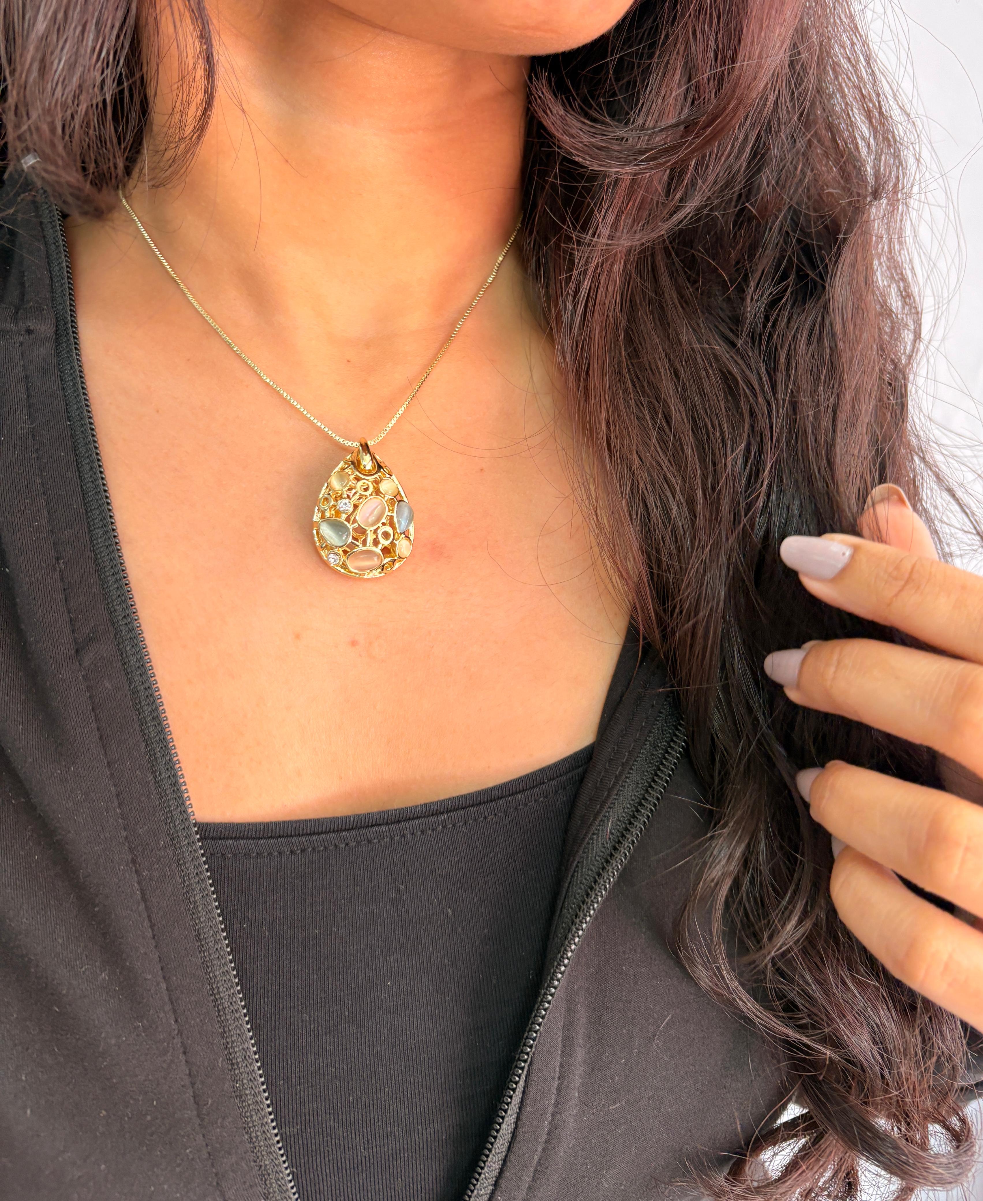 Pastel Mosaic Teardrop Necklace