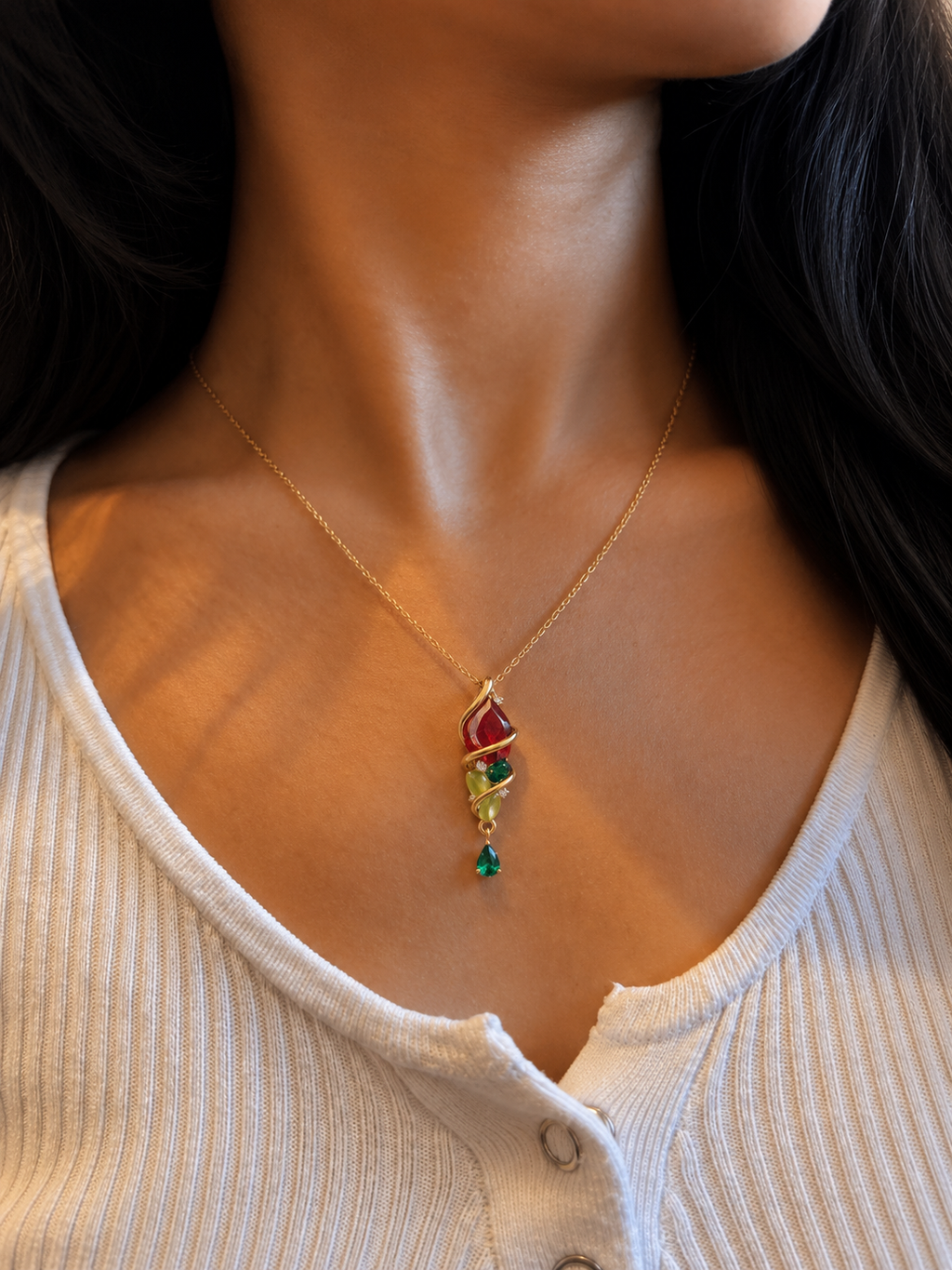 Crimson & Emerald Vine Pendant