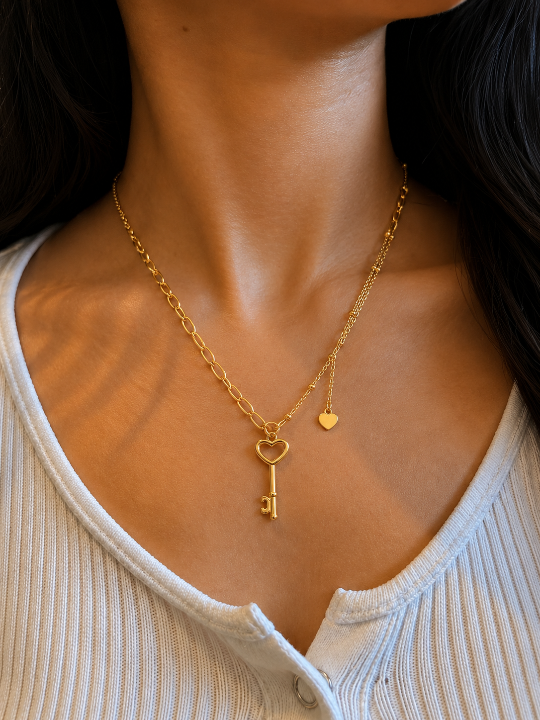 The Amore Key Layered Chain Necklace