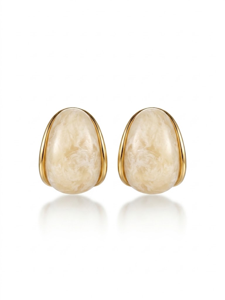 Ivory Marble Dome Studs