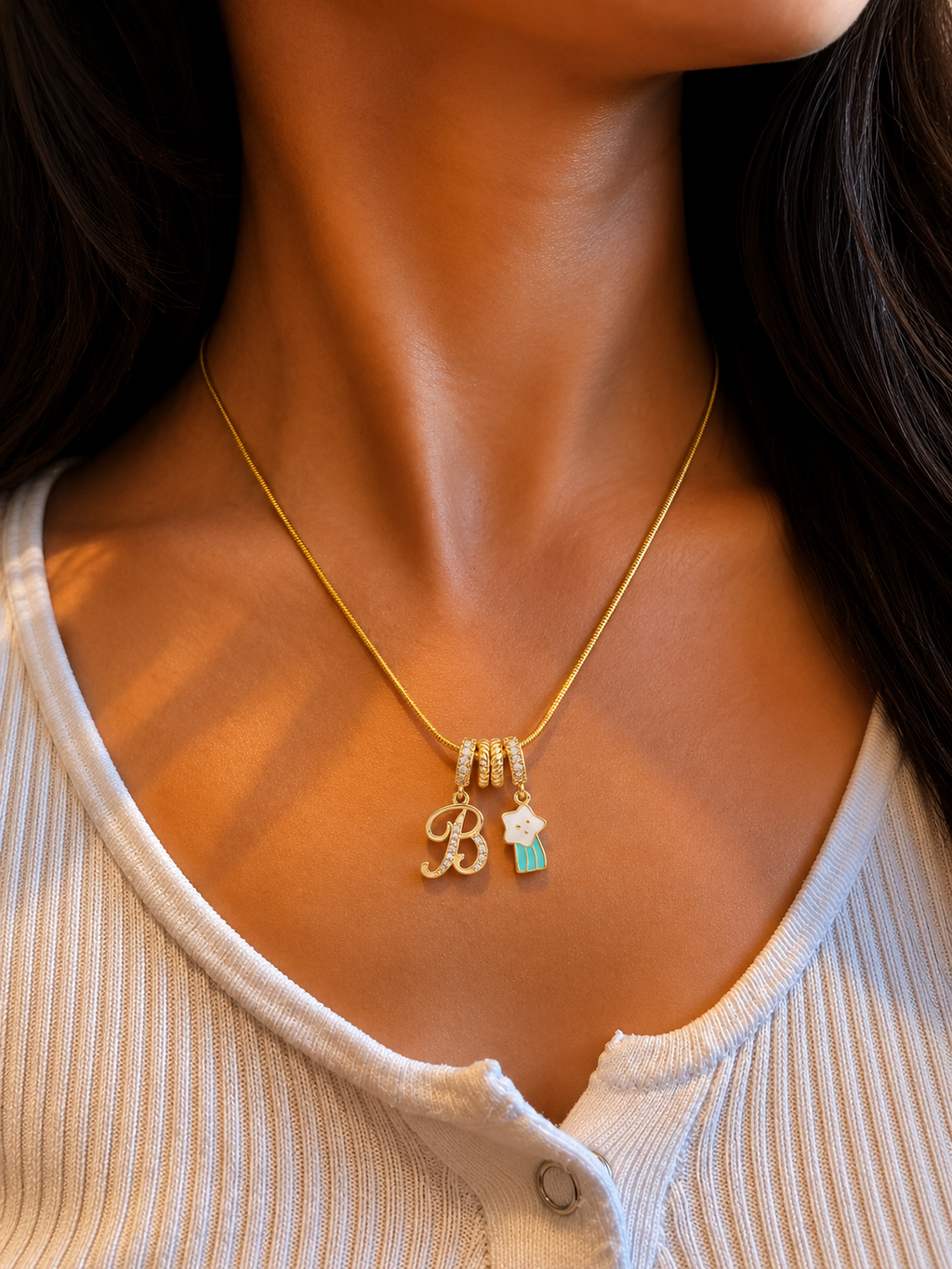 B Starry Initial Necklace
