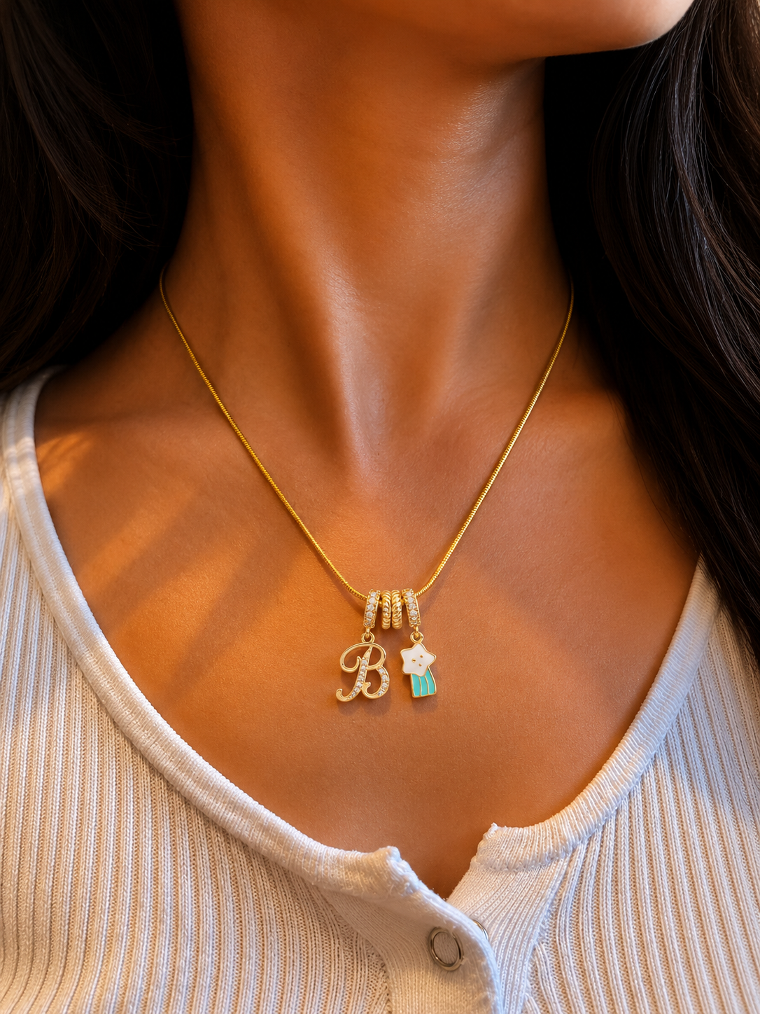 B Starry Initial Necklace