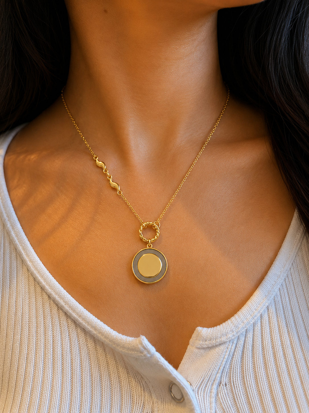 The Soleil Mixed-Link Coin Necklace