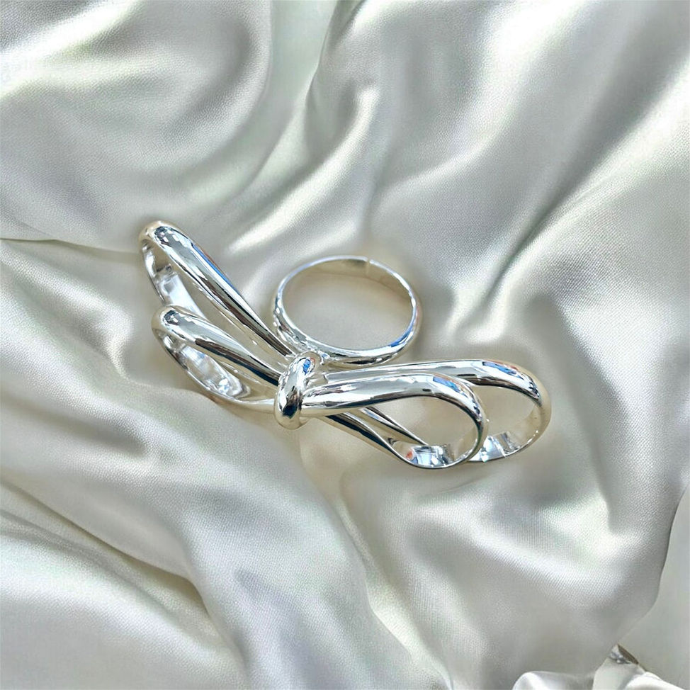 Silver Infinity Bow Ring
