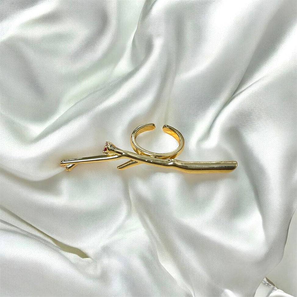 Winged Leaf Gold Open Ring