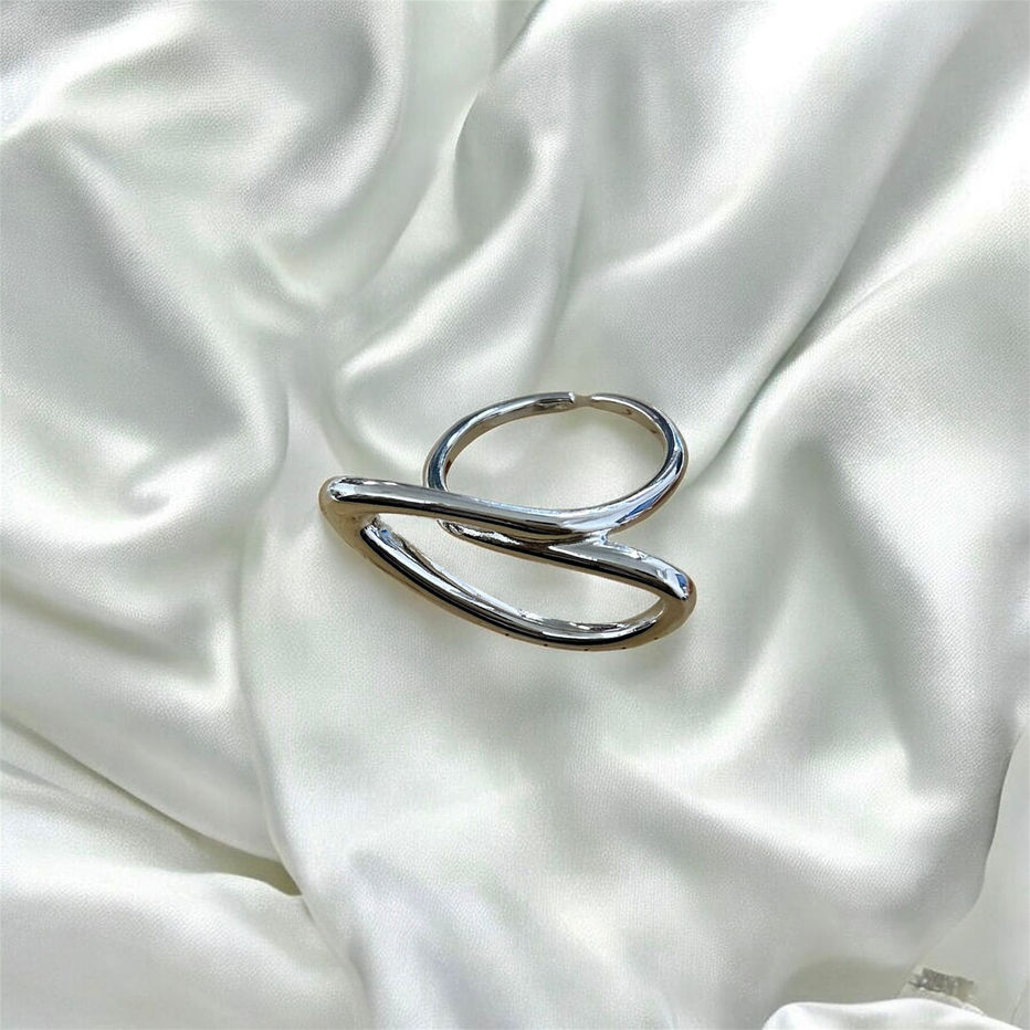 Silver Twisted Opal Band Ring