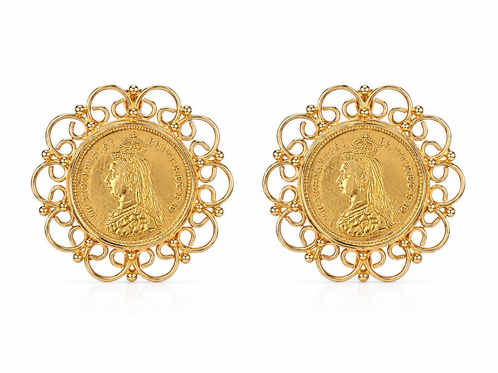 Vintage Victoria Coin Studs