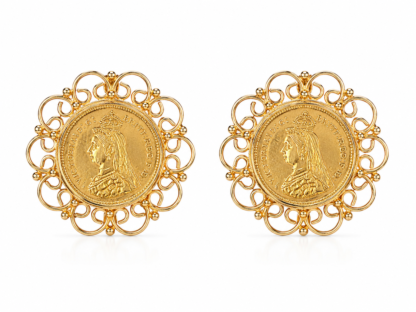 Vintage Victoria Coin Studs