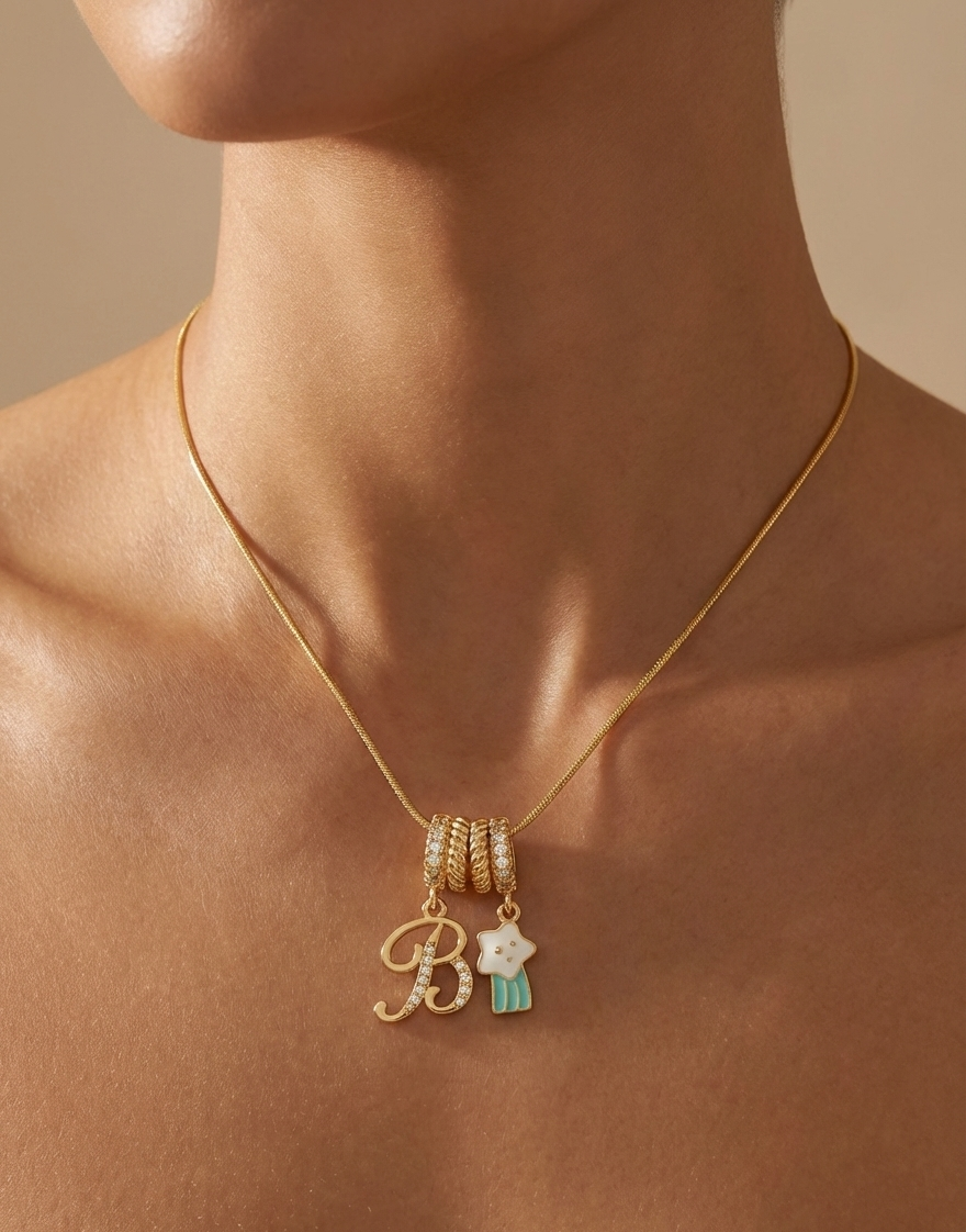 B Starry Initial Necklace