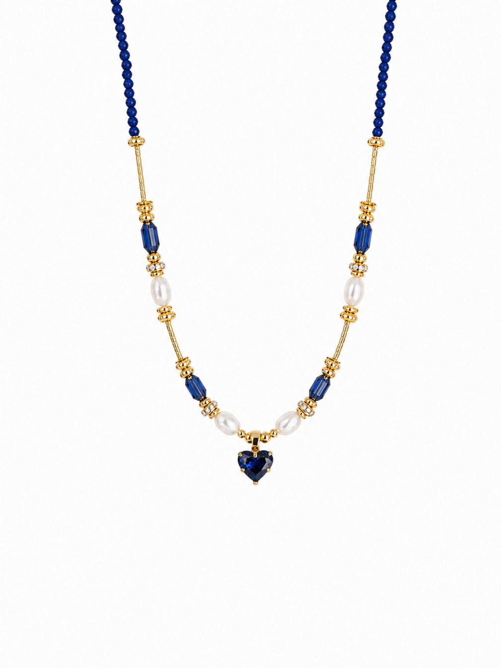 Sapphire Heart Beaded Necklace