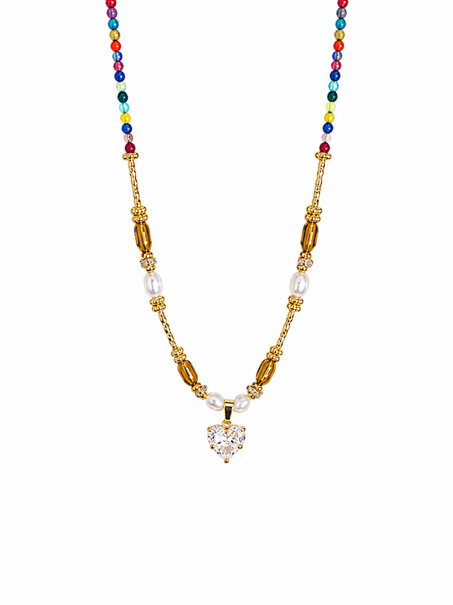 Aurora Beaded Heart Necklace