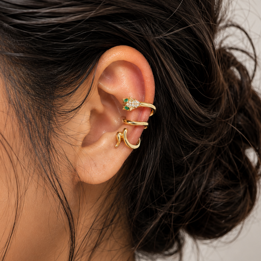 Emerald Snake Ear Cuff