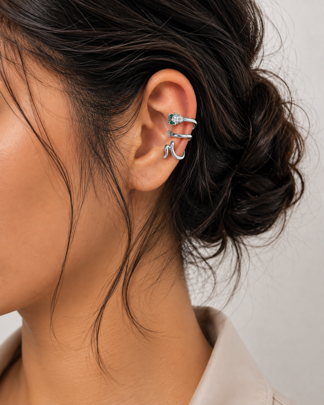 Emerald Snake Ear Cuff