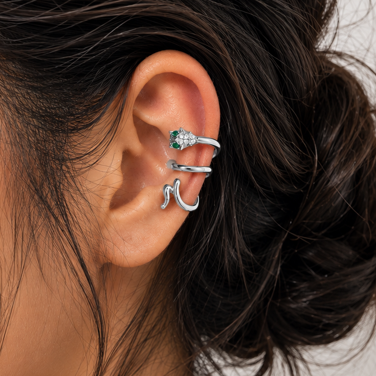 Emerald Snake Ear Cuff