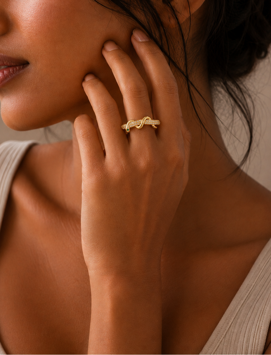 Aurelia Crystal Snake Ring