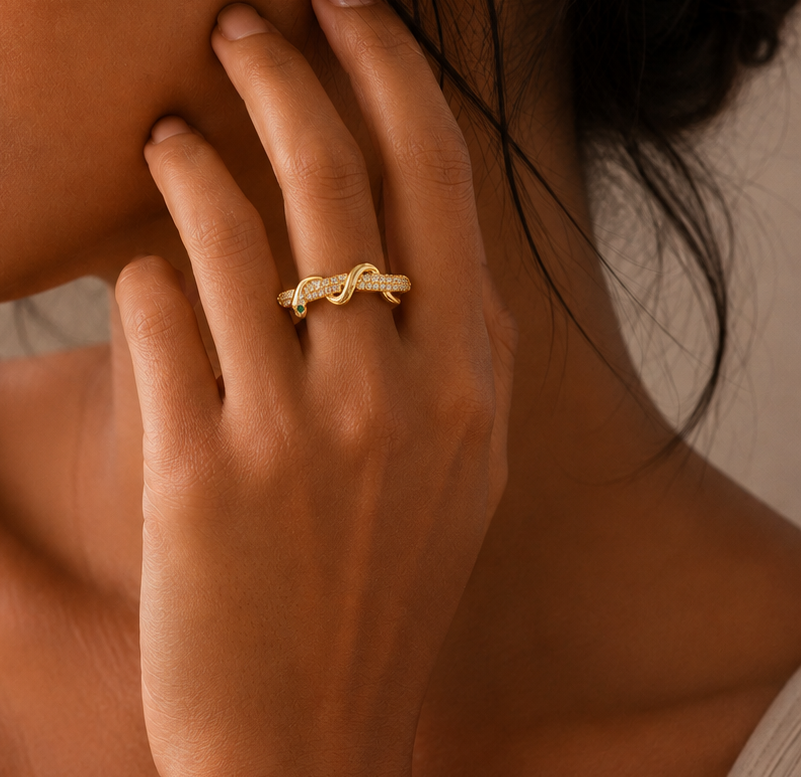 Aurelia Crystal Snake Ring