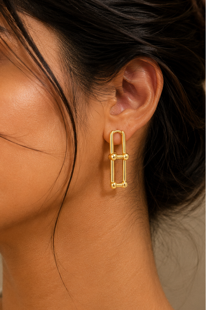 Lock Charm Hoop Earrings (2in1)