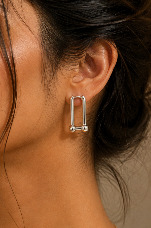 Lock Charm Hoop Earrings (2in1)