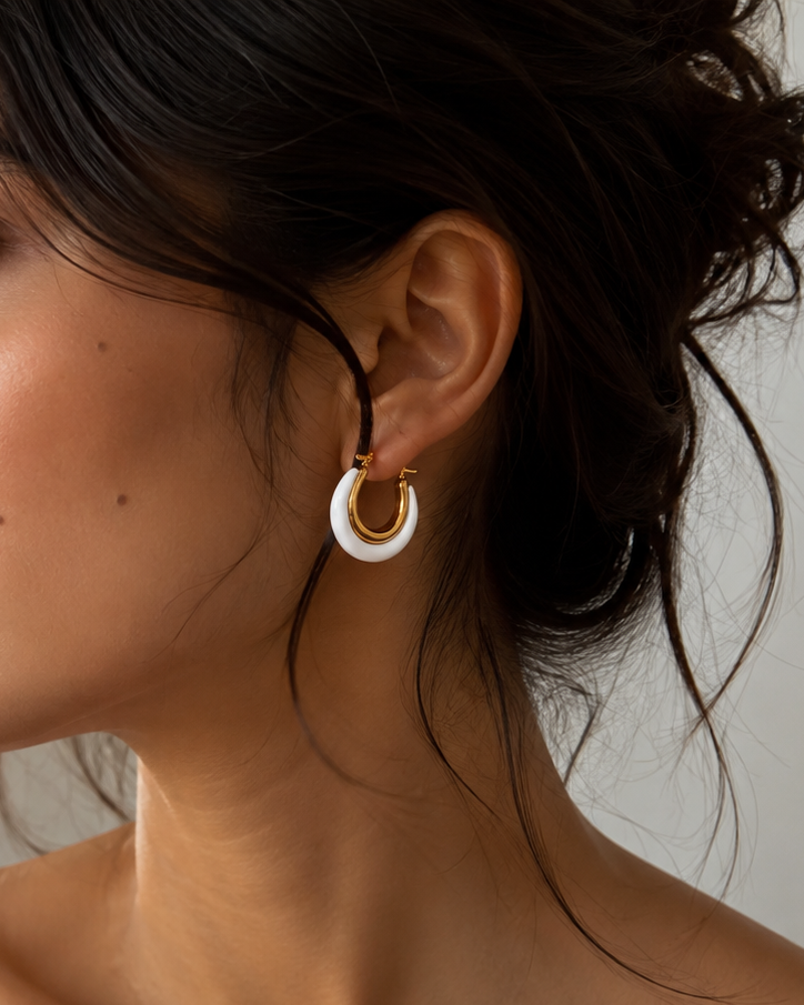 Pearl Glaze Hoop Earrings