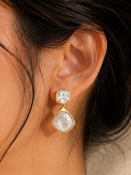 Frosted Crystal Drop Earrings