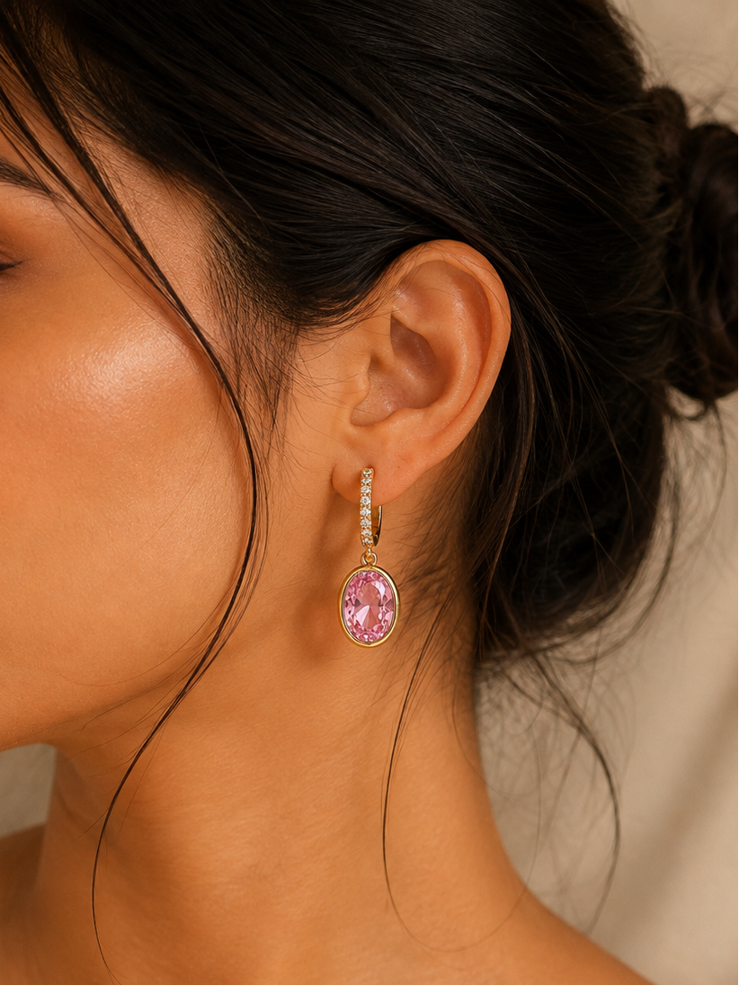 Rosé Crystal Drop Earrings