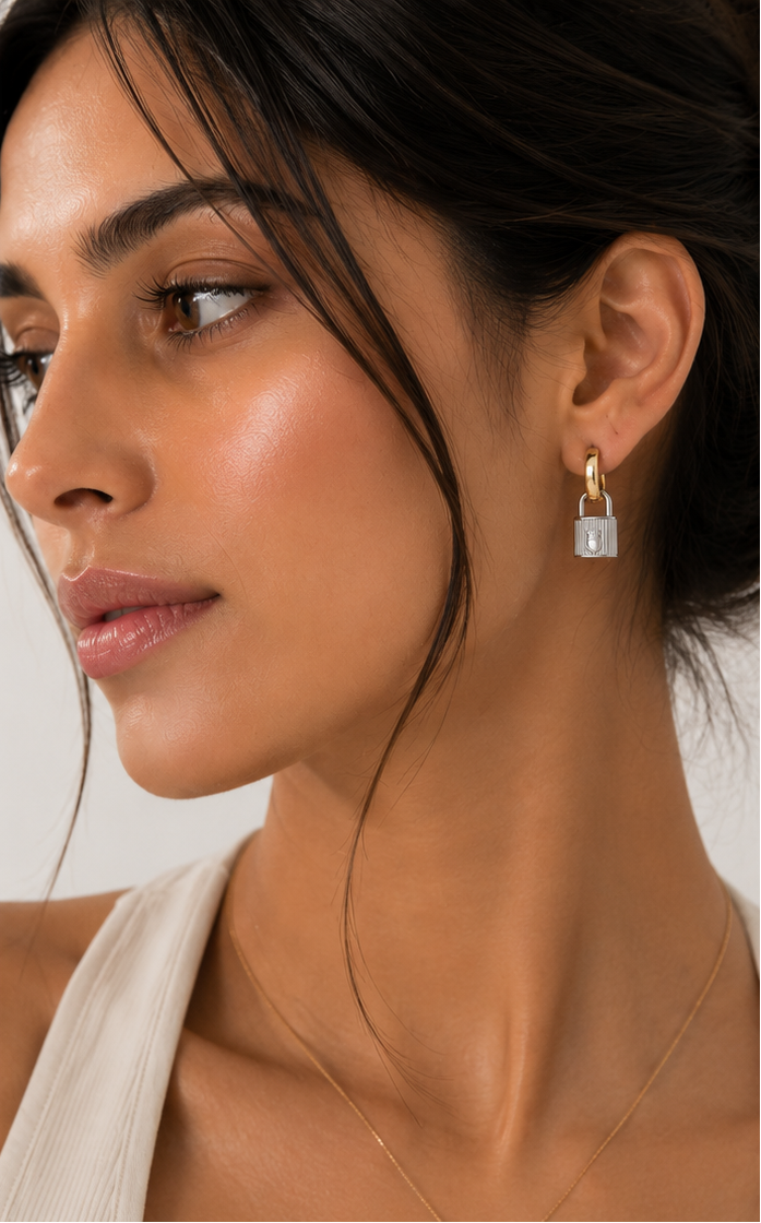 Lock & Luxe Hoop Earrings (2in1)