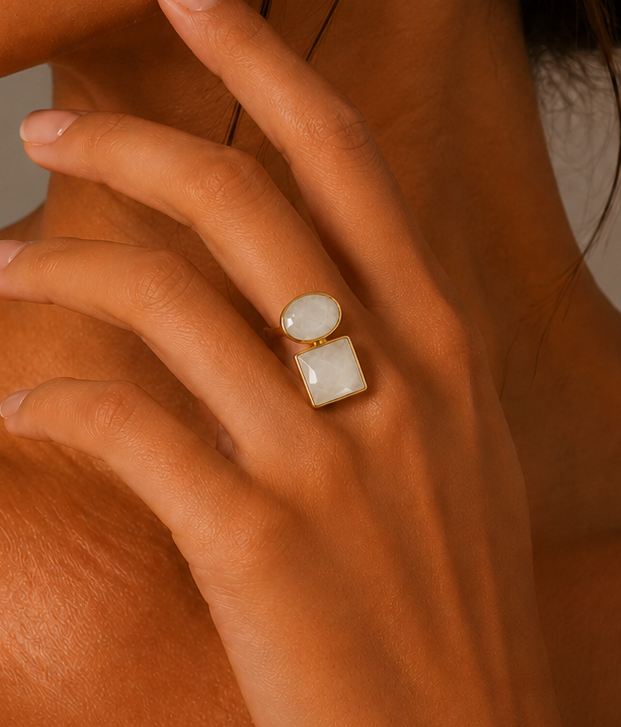 Moonstone Duo Statement Ring