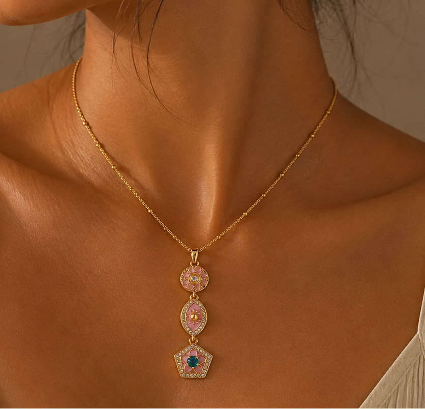Pink Evil Eye Necklace