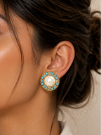 Azure Pearl Stud Earrings
