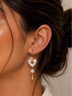 Pearl Heart Drop Earrings (2in1)