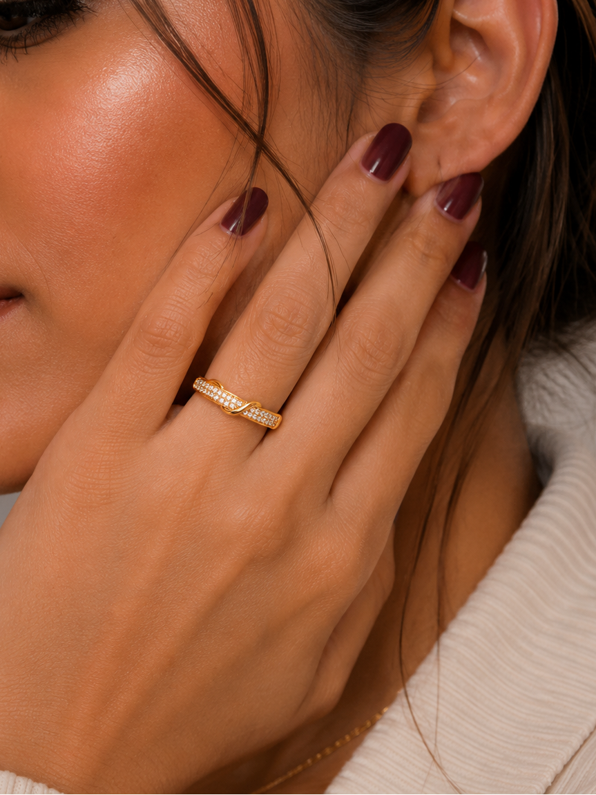 Aurelia Crystal Knot Ring