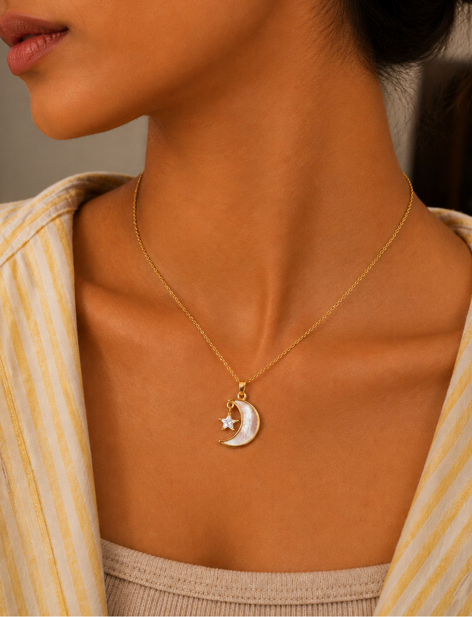 Celestial Moon Pearl Necklace