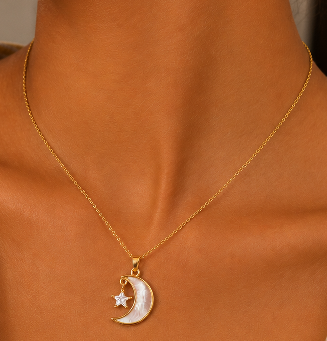 Celestial Moon Pearl Necklace