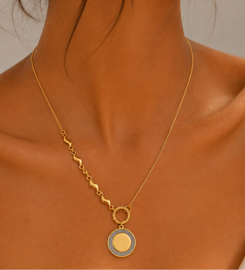 The Soleil Mixed-Link Coin Necklace