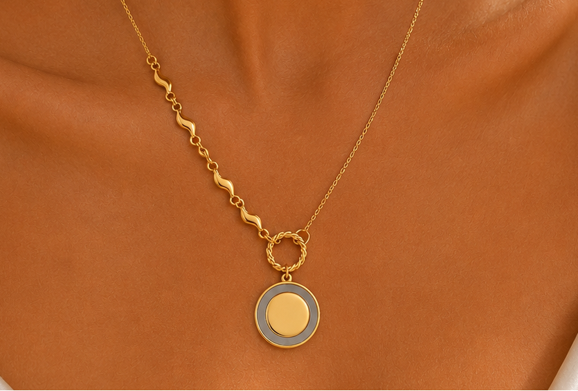 The Soleil Mixed-Link Coin Necklace