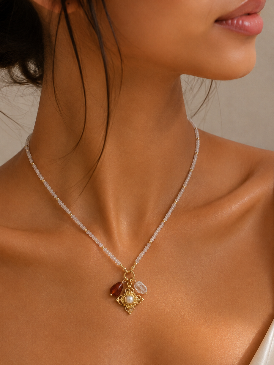 Celeste Pearl Charm Necklace