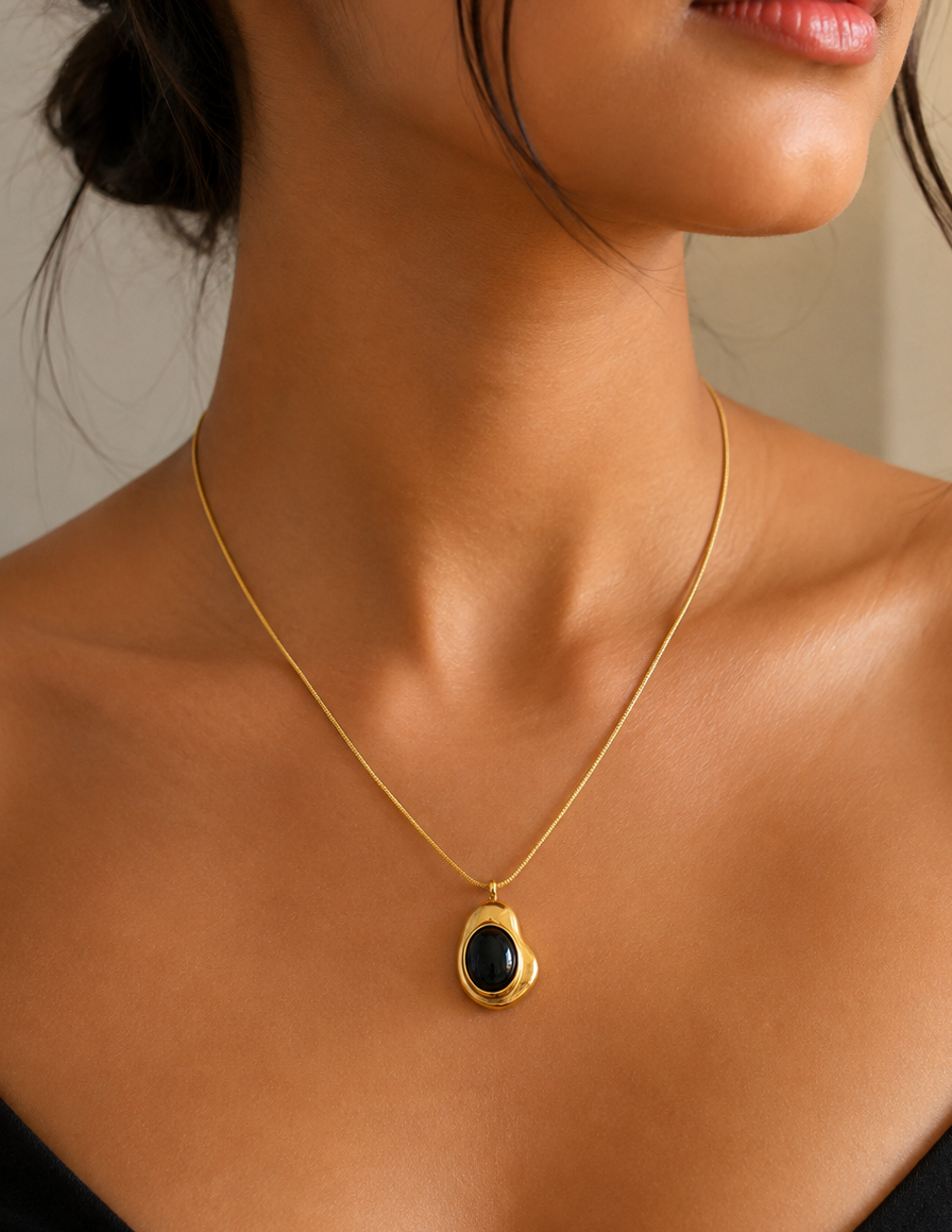 Obsidian Pebble Necklace