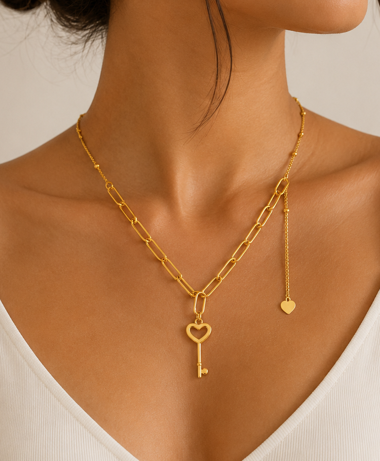 The Amore Key Layered Chain Necklace