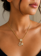 CZ Starfish Charm and 'E' Initial Layering Necklace