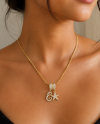 CZ Starfish Charm and 'E' Initial Layering Necklace
