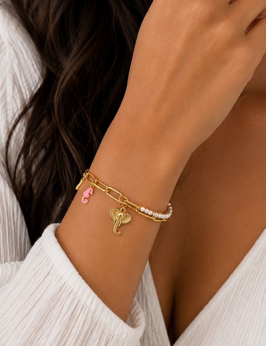Safari Pearl Link Bracelet