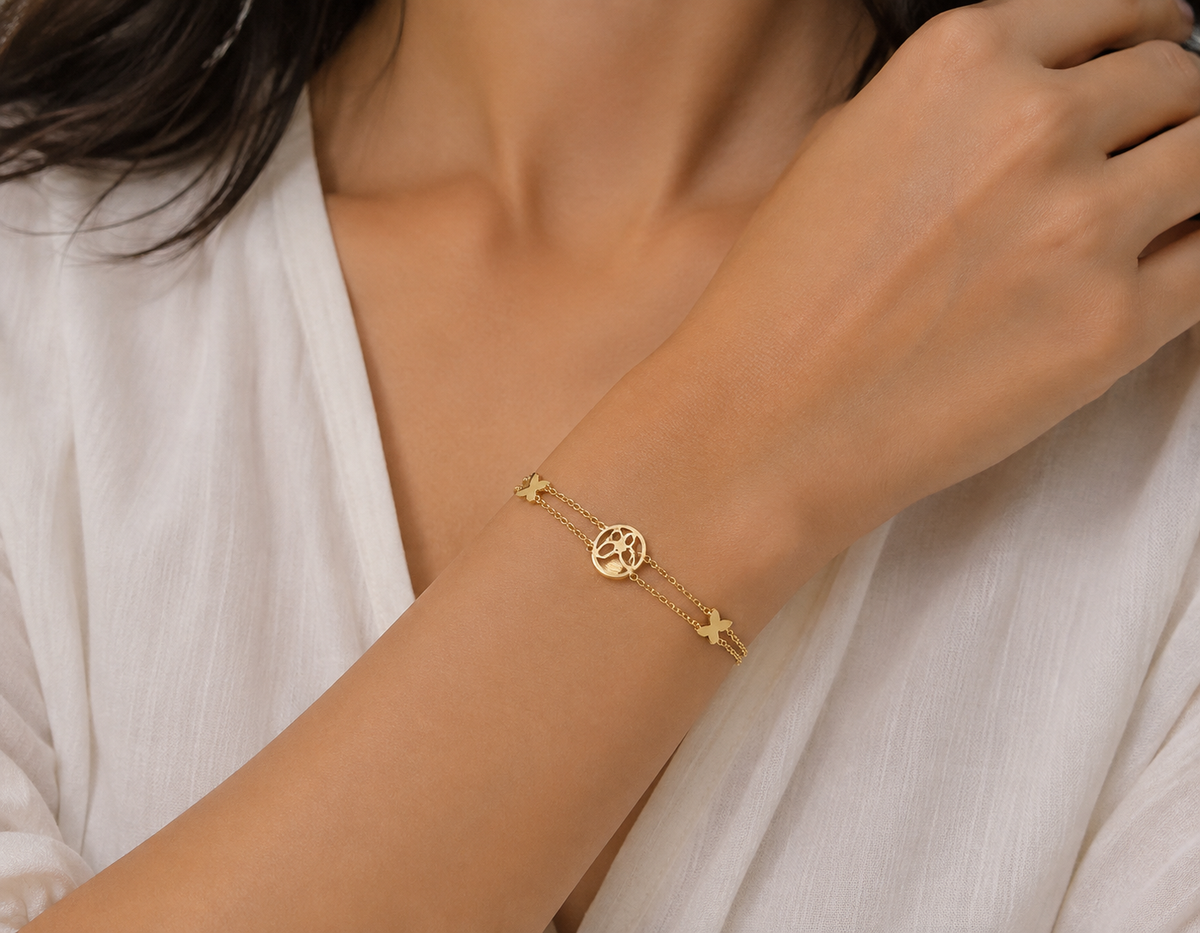 Butterfly Double Chain Bracelet