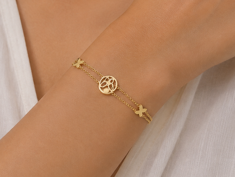 Butterfly Double Chain Bracelet